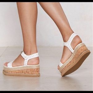 Nasty Gal White Studded Espadrilles Sandal NGS02